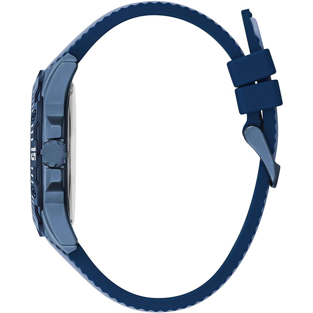 Guess Quartz Analog Watch Blue Stainless Steel Case Blue Silicone Strap