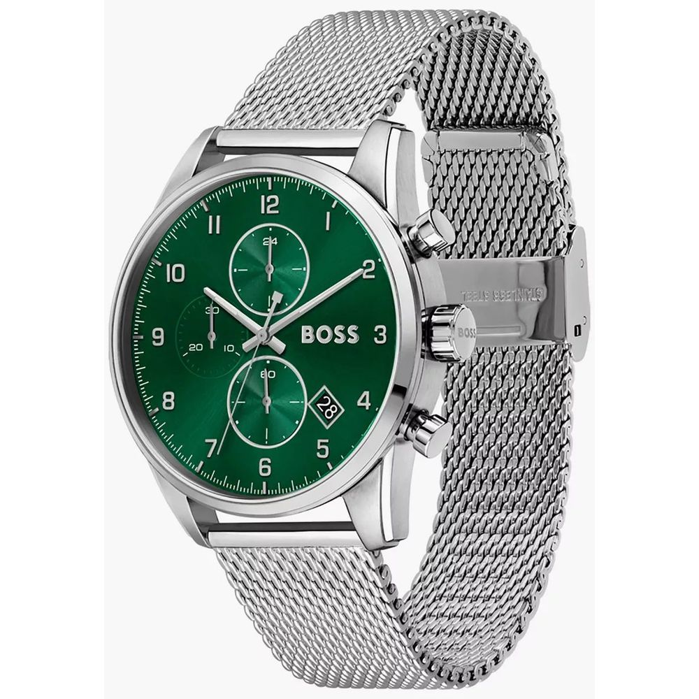 Hugo Boss Quartz Analog Silver Stainless Steel Watch with Green Dial