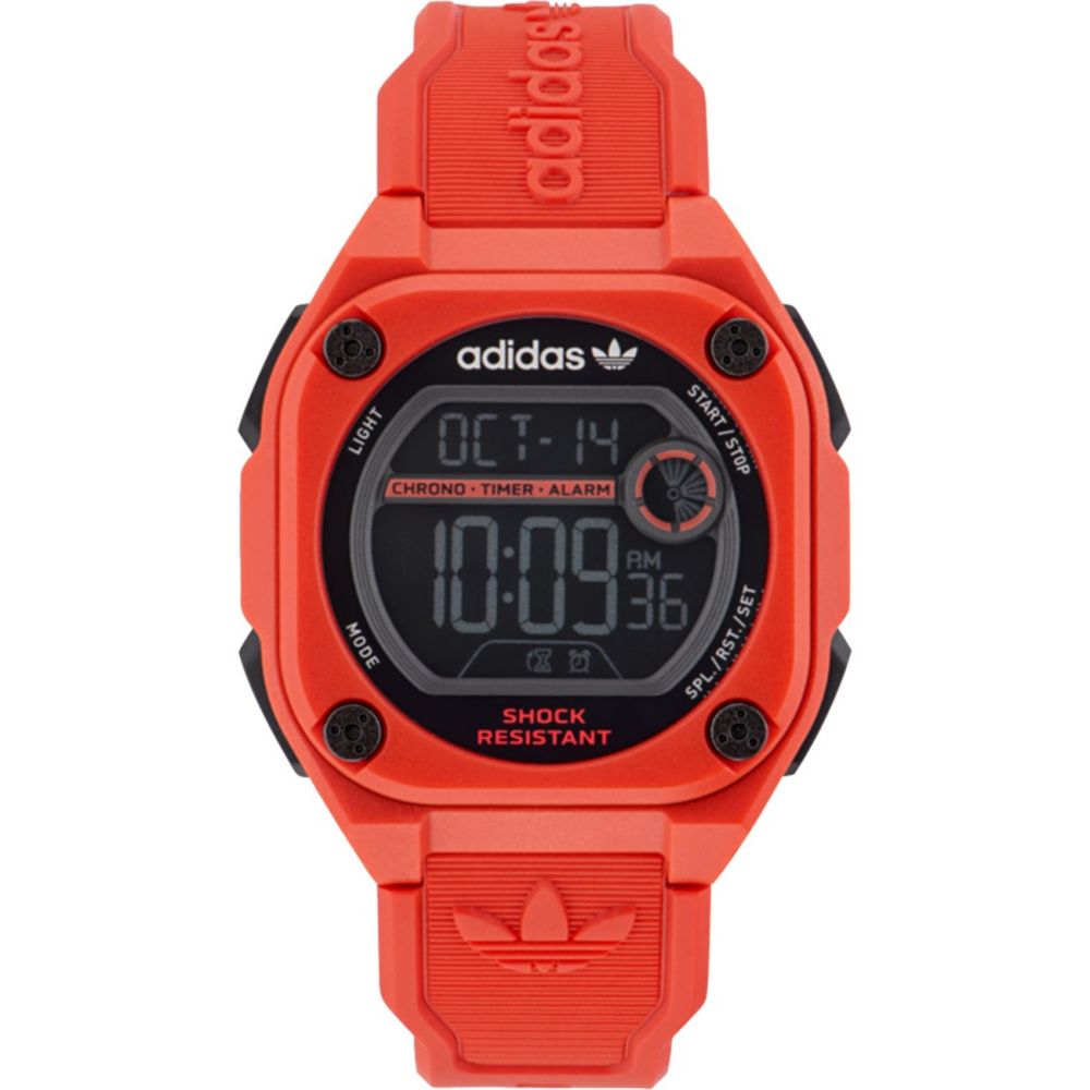 Adidas Red Resin Digital City Tech Two Sport Watch