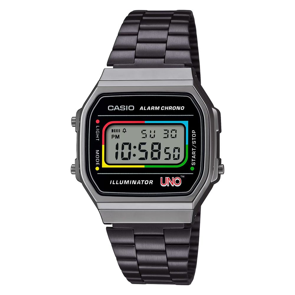Casio Grey Resin Digital Watch with Black Stainless-Steel Bracelet