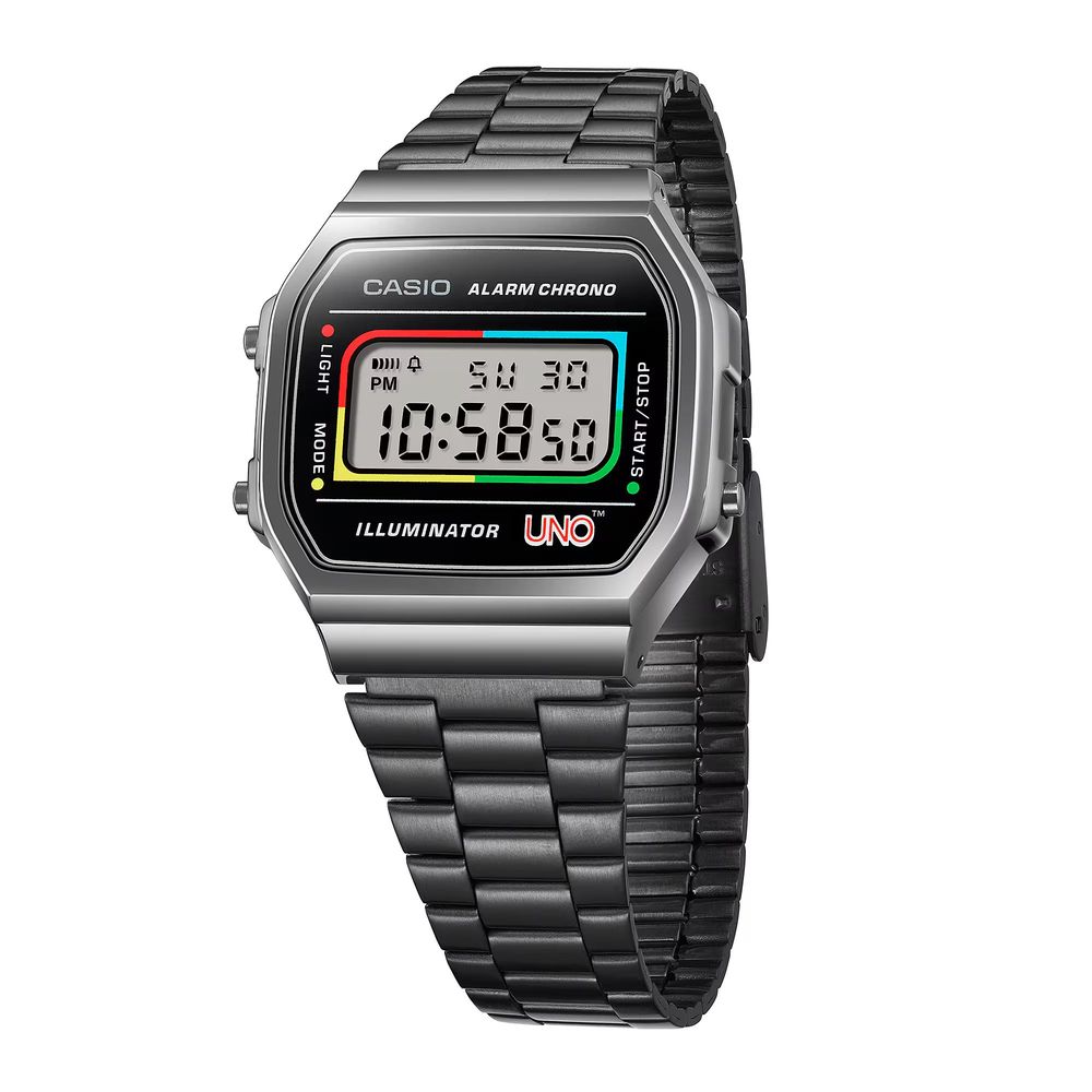 Casio Grey Resin Digital Watch with Black Stainless-Steel Bracelet