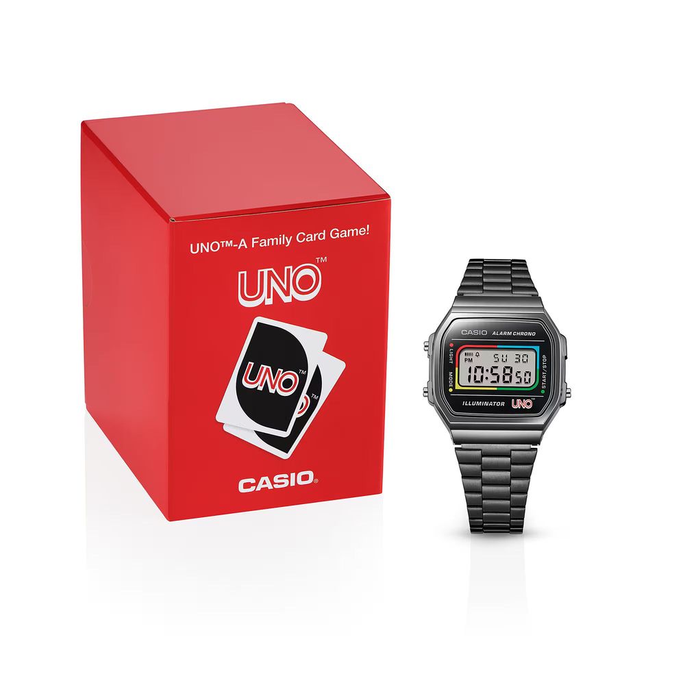 Casio Grey Resin Digital Watch with Black Stainless-Steel Bracelet