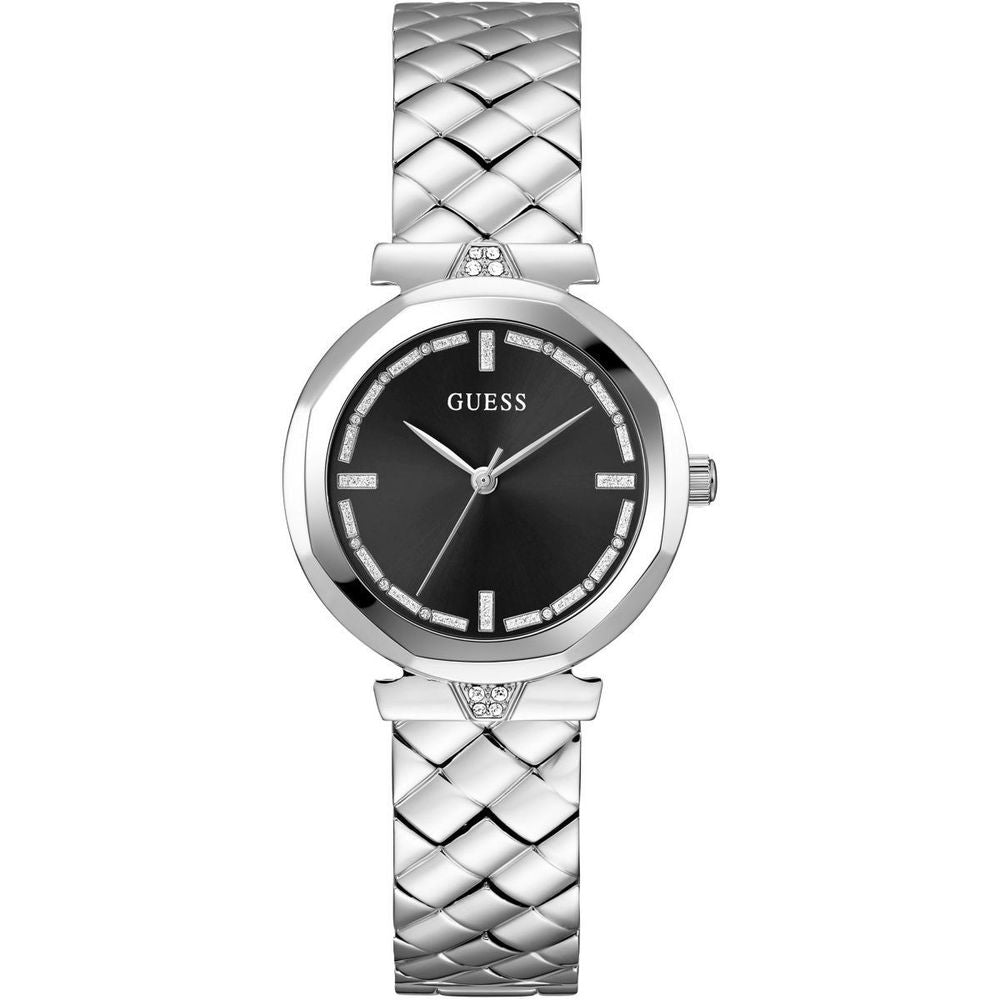 Guess Grey Stainless-Steel Quartz Watch – Black Dial Edition