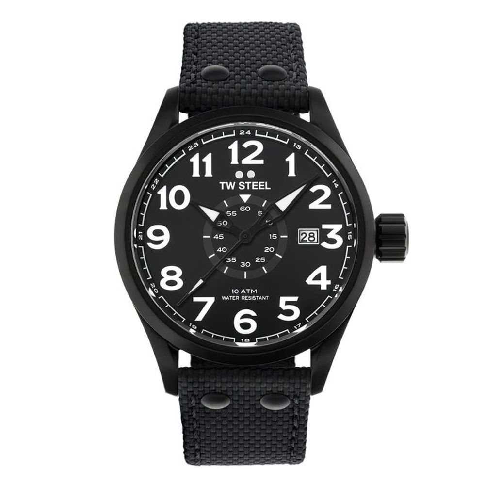 TW Steel Black Stainless-Steel Quartz Watch – Fabric Strap Sport Edition