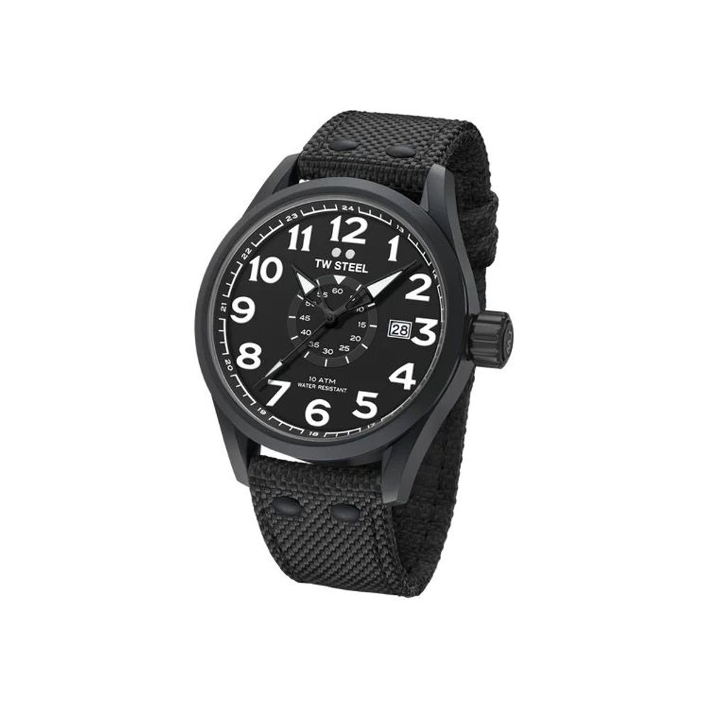 TW Steel Black Stainless-Steel Quartz Watch – Fabric Strap Sport Edition