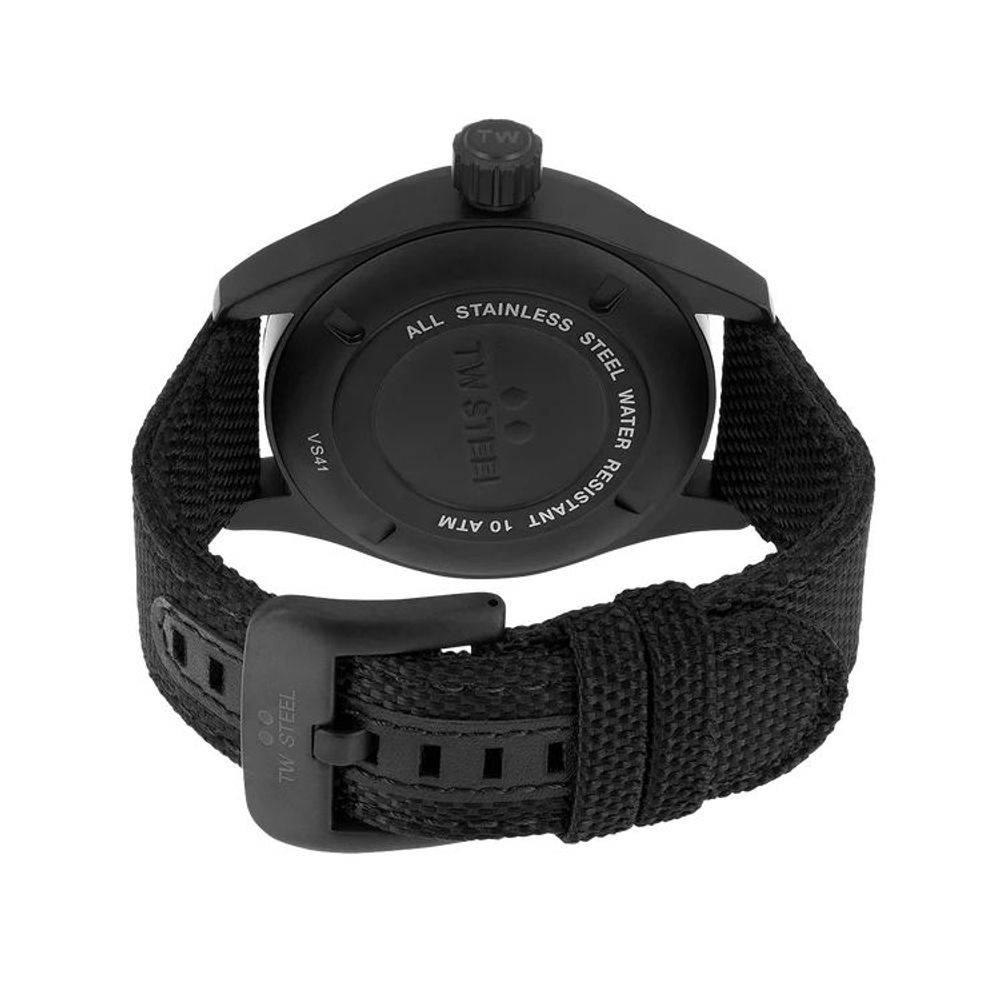 TW Steel Black Stainless-Steel Quartz Watch – Fabric Strap Sport Edition